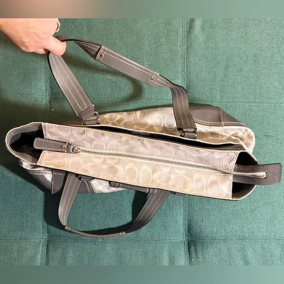 Coach Gray and Cream Signature Shoulder Bag - Picture 11 of 11